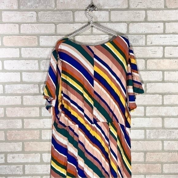 ELOQUII NWT Diagonal Rainbow Striped Midi Dress Size 22 - Picture 9 of 12